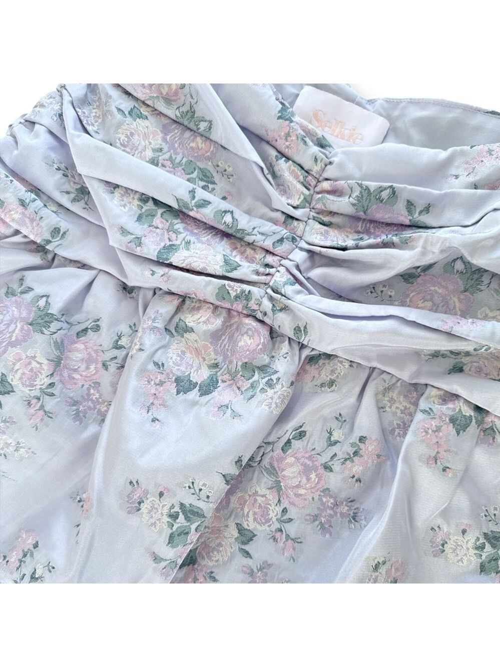 Selkie XS Lavender Pink Floral Ruched Mini Skirt - Picture 2 of 4